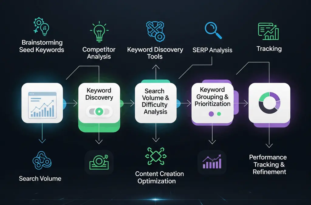 AI SEO Keyword Research Diagram